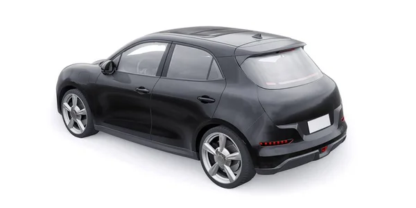 Black Cute Little Electric Hatchback Car Illustration — Stock Photo, Image