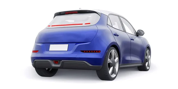 青いかわいい小さな電動ハッチバック車 3Dイラスト — ストック写真
