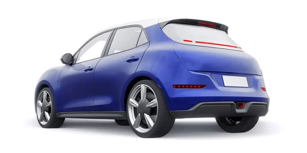 青いかわいい小さな電動ハッチバック車 3Dイラスト — ストック写真