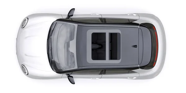 Mobil Putih Hatchback Listrik Kecil Yang Lucu Ilustrasi — Stok Foto