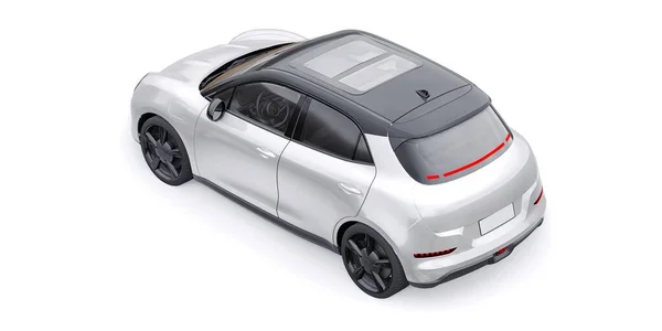 白色可爱的小电动车 3D插图 — 图库照片