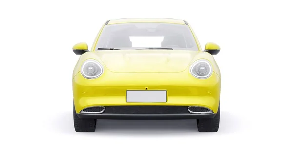Sarı Şirin Elektrikli Hatchback Araba Illüstrasyon — Stok fotoğraf