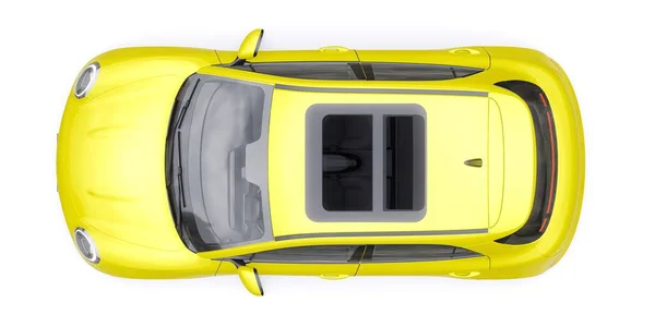 Amarelo Bonito Carro Hatchback Elétrico Pouco Ilustração — Fotografia de Stock