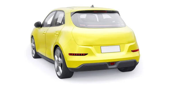Amarelo Bonito Carro Hatchback Elétrico Pouco Ilustração — Fotografia de Stock