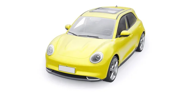 Amarelo Bonito Carro Hatchback Elétrico Pouco Ilustração — Fotografia de Stock