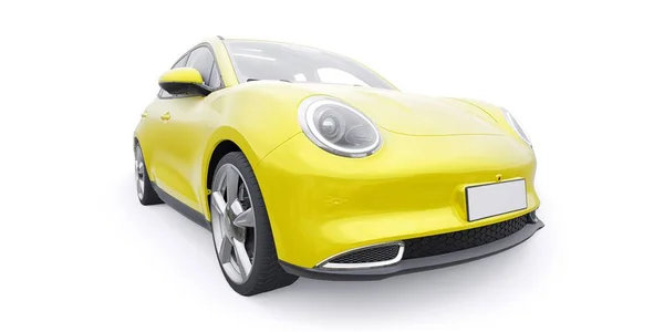 Κίτρινο Χαριτωμένο Μικρό Ηλεκτρικό Αυτοκίνητο Hatchback Απεικόνιση — Φωτογραφία Αρχείου