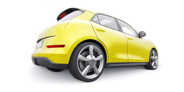 Amarillo Lindo Coche Hatchback Eléctrico Ilustración — Foto de Stock