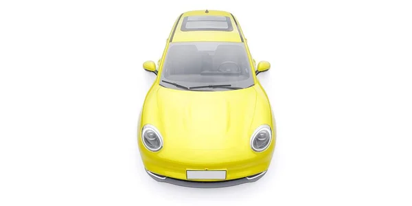 Amarillo Lindo Coche Hatchback Eléctrico Ilustración — Foto de Stock