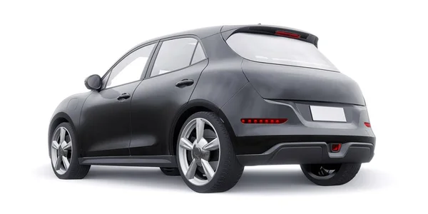Czarny Mały Elektryczny Hatchback Ilustracja — Zdjęcie stockowe