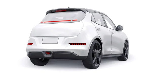 Biały Mały Elektryczny Hatchback Ilustracja — Zdjęcie stockowe