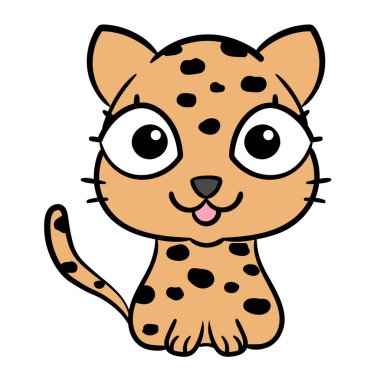 Sevimli leopar. Komik kedi çizgi filmi. Çizgi film Hayvan Vektör Çizimi.
