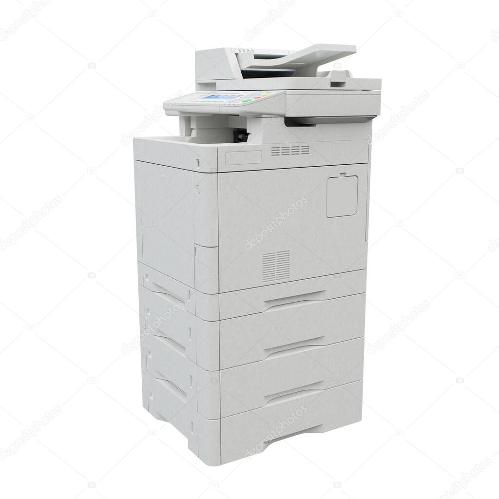 Multi-function printer scanner. Isolated Office professional technology Computer Equipment. 3D illustration