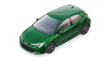 Tula, Rusya. 3 Şubat 2022: Toyota Auris 2019. Green Compact aile hatchback 'i. 3B illüstrasyon