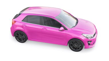 Tula, Rusya. 3 Şubat 2022: KIA Rio 2021. Pembe Kompakt Aile Hatchback 'i. 3d resimleme