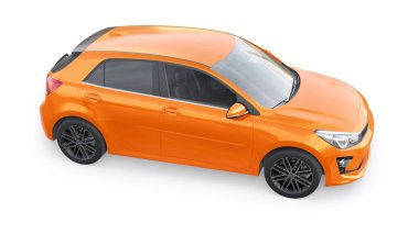 Tula, Rusya. 3 Şubat 2022: KIA Rio 2021. Orange Compact aile hatchback 'i. 3d resimleme