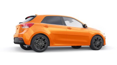 Tula, Rusya. 3 Şubat 2022: KIA Rio 2021. Orange Compact aile hatchback 'i. 3d resimleme