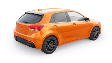 Tula, Rusya. 3 Şubat 2022: KIA Rio 2021. Orange Compact aile hatchback 'i. 3d resimleme