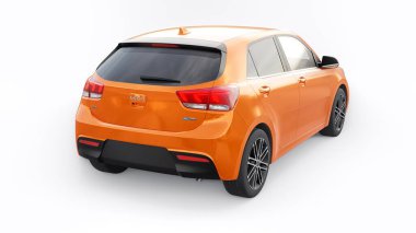Tula, Rusya. 3 Şubat 2022: KIA Rio 2021. Orange Compact aile hatchback 'i. 3d resimleme