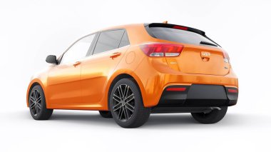 Tula, Rusya. 3 Şubat 2022: KIA Rio 2021. Orange Compact aile hatchback 'i. 3d resimleme