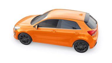 Tula, Rusya. 3 Şubat 2022: KIA Rio 2021. Orange Compact aile hatchback 'i. 3d resimleme