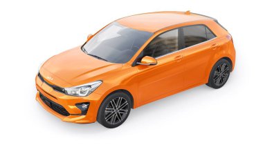 Tula, Rusya. 3 Şubat 2022: KIA Rio 2021. Orange Compact aile hatchback 'i. 3d resimleme