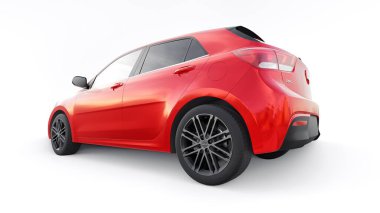 Tula, Rusya. 3 Şubat 2022: KIA Rio 2021. Kırmızı Kompakt Kentsel Aile Hatchback. 3d resimleme