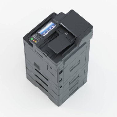 Çok fonksiyonlu yazıcı tarayıcısı. Tecrit edilmiş Ofis Profesyonel Bilgisayar Ekipmanı. 3B illüstrasyon