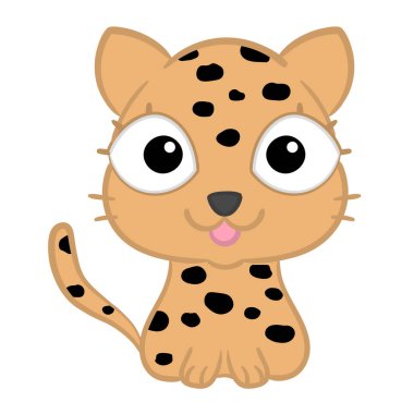 Sevimli leopar. Komik kedi çizgi filmi. Çizgi film Hayvan Vektör Çizimi.