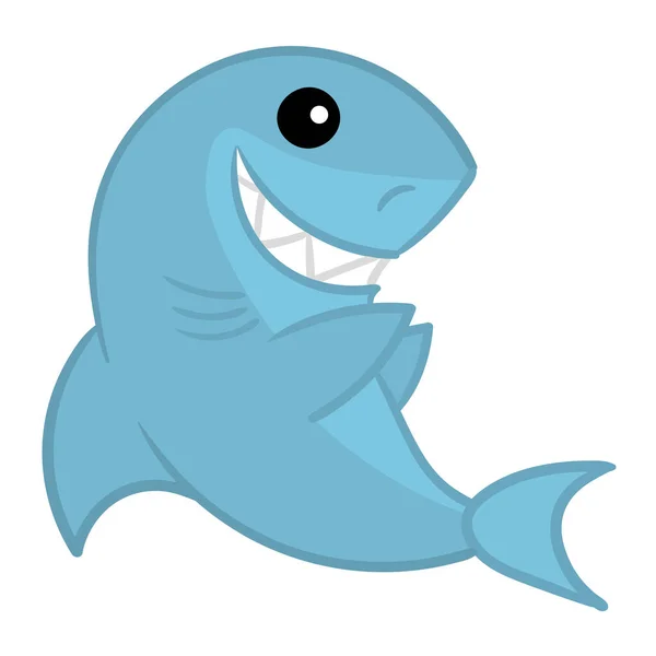 Köpekbalığı Maskotu Beyaz Zemin Üzerinde Komik Izole Vektör — Stok Vektör