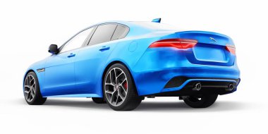 Tula, Rusya. 3 Şubat 2022: Jaguar XE R Dynamic 2020. Blue Premium spor sedan. 3B illüstrasyon.