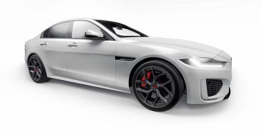 Tula, Rusya. 3 Şubat 2022: Jaguar XE R Dynamic 2020. Beyaz birinci sınıf spor sedan. 3B illüstrasyon.