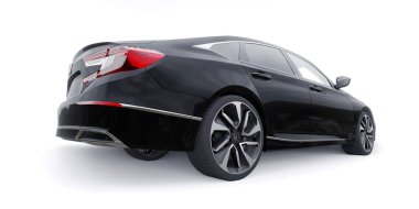 Tula, Rusya. 30 Ocak 2022: Honda Accord 2020: iş ve aile için siyah büyük hibrit iş sedanı. 3B illüstrasyon.