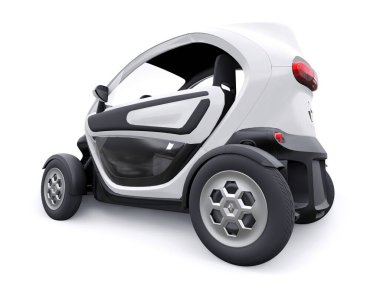 Tula, Rusya. 30 Ocak 2022: Renault Twizy ZE 2015: İki yolcu için White Super kompakt elektrikli şehir arabası. 3B illüstrasyon.