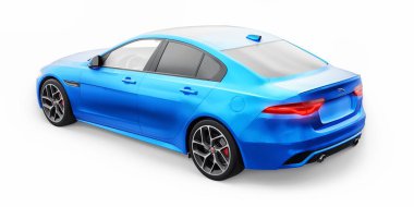 Tula, Rusya. 3 Şubat 2022: Jaguar XE R Dynamic 2020. Blue Premium spor sedan. 3B illüstrasyon.