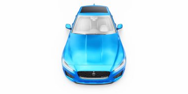 Tula, Rusya. 3 Şubat 2022: Jaguar XE R Dynamic 2020. Blue Premium spor sedan. 3B illüstrasyon.