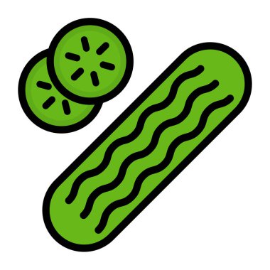 Salatalık beyaz arka planda izole edilmiş. Sebzelerin vektör illüstrasyonu