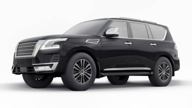 Black Premium Family SUV car isolated on white background. 3d rendering. clipart