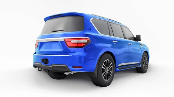 Blue Premium Family Suv Car Isolated White Background Rendering — Stock Photo, Image