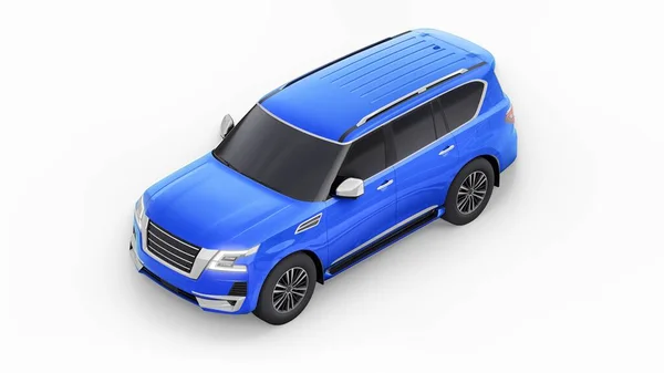 Mavi Premium Aile Suv Arabası Beyaz Arka Planda Izole Edilmiş — Stok fotoğraf