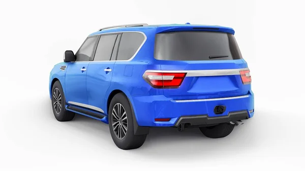 Blue Premium Family Suv Coche Aislado Sobre Fondo Blanco Renderizado —  Fotos de Stock