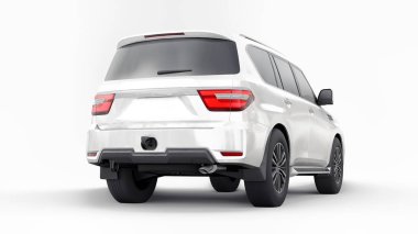 Beyaz Premium Ailesi SUV arabası beyaz arka planda izole edilmiş. 3d oluşturma.