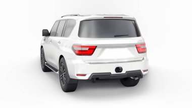 Beyaz Premium Ailesi SUV arabası beyaz arka planda izole edilmiş. 3d oluşturma.