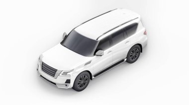 Beyaz Premium Ailesi SUV arabası beyaz arka planda izole edilmiş. 3d oluşturma.