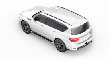 Beyaz Premium Ailesi SUV arabası beyaz arka planda izole edilmiş. 3d oluşturma.
