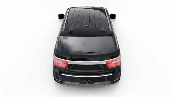 黑色高级家庭Suv车隔离在白色背景 3D渲染 — 图库照片