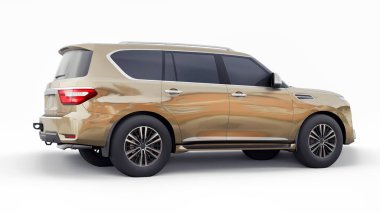 Premium Family SUV arabası beyaz arka planda izole edilmiş. 3d oluşturma.