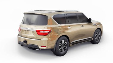 Premium Family SUV arabası beyaz arka planda izole edilmiş. 3d oluşturma.