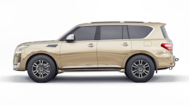 Premium Family SUV arabası beyaz arka planda izole edilmiş. 3d oluşturma.