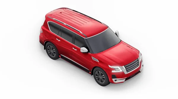 Κόκκινο Premium Οικογένεια Suv Αυτοκίνητο Απομονώνονται Λευκό Φόντο Απόδοση — Φωτογραφία Αρχείου