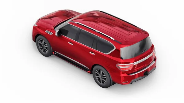 红色高级家庭Suv车隔离在白色背景 3D渲染 — 图库照片